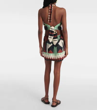 Johanna Ortiz Printed Halterneck Linen Minidress In Multicoloured