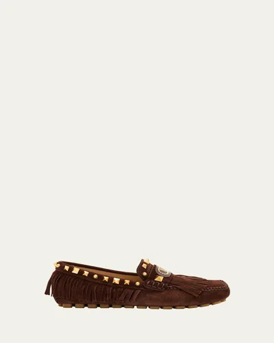 Valentino Driver Loafers In Brown