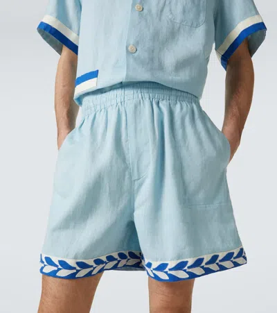 SEEDLING STRIPE亚麻百慕大短裤