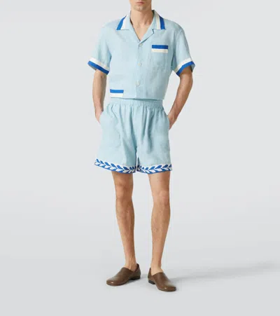 SEEDLING STRIPE亚麻百慕大短裤