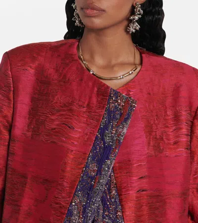 Dries Van Noten Womens Fuchsia Abstract Two-welt-pockets Stretch-cotton Blend Coat In Pink