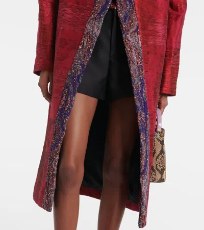 Dries Van Noten Womens Fuchsia Abstract Two-welt-pockets Stretch-cotton Blend Coat In Pink