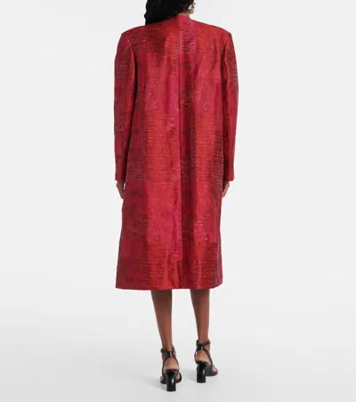 Dries Van Noten Womens Fuchsia Abstract Two-welt-pockets Stretch-cotton Blend Coat In Pink