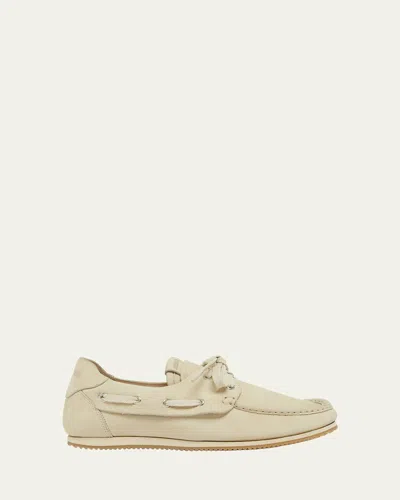 Jacquemus Moc-toe Leather Boat Shoes In Pale Yellow