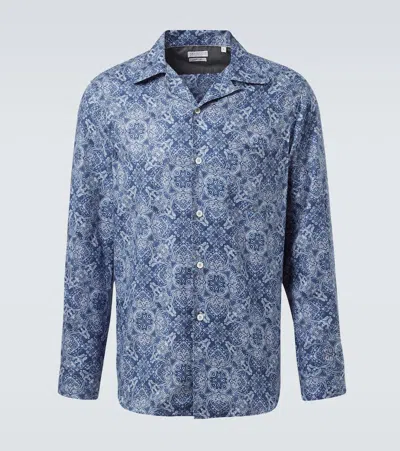 Brunello Cucinelli Intricate Paisley Print Cotton Shirt In Blue