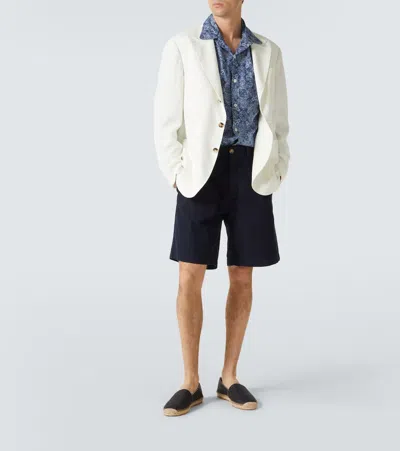 Brunello Cucinelli Intricate Paisley Print Cotton Shirt In Blue