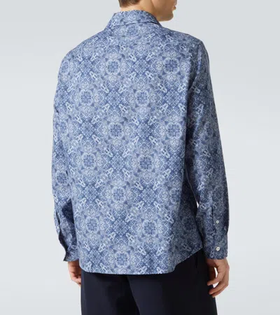 Brunello Cucinelli Intricate Paisley Print Cotton Shirt In Blue