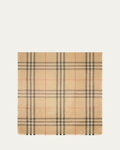 Burberry Metallic Wool Silk Scarf In Sand