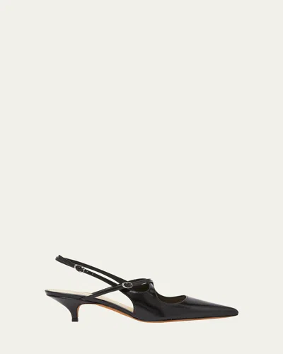 Proenza Schouler Slash Crossover Slingback Leather Pumps In Black
