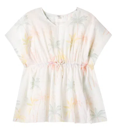 Chloé Kids Printed Cotton Voile Dress In Multicoloured