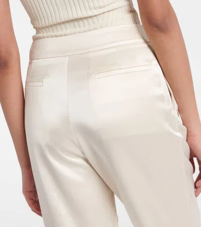 高腰缎布直筒裤