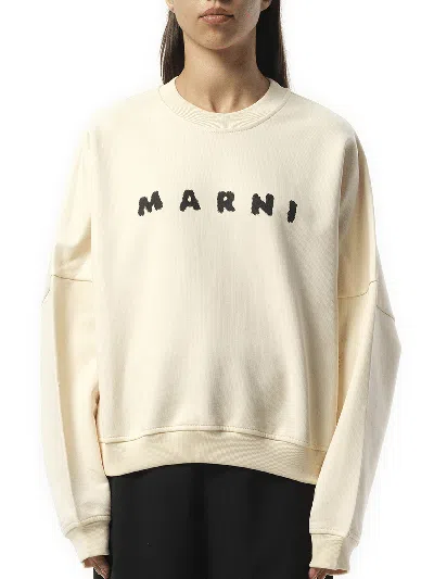 Marni Logo Sweatshirt In Ivory
