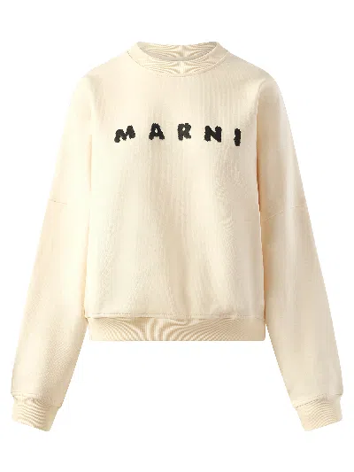 Marni Logo Sweatshirt In Ivory
