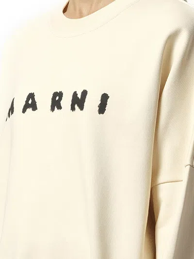 Marni Logo Sweatshirt In Ivory