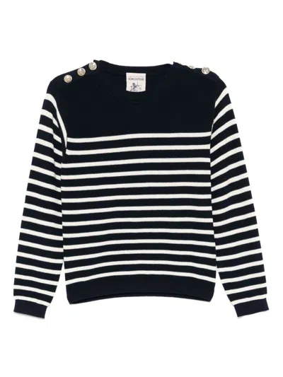 Semicouture Perla Striped Cotton Sweater In Blue