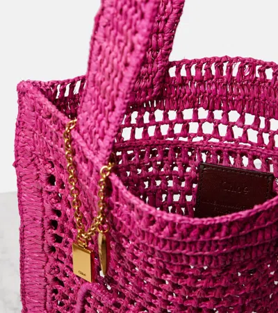 Chloé Chloe Women Fuchsia Raffia Estate Banana Shopping Bag In Pink