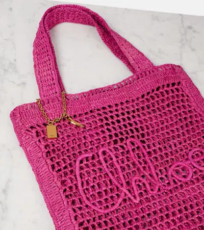 Chloé Chloe Women Fuchsia Raffia Estate Banana Shopping Bag In Pink
