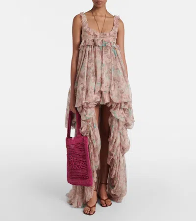 Chloé Chloe Women Fuchsia Raffia Estate Banana Shopping Bag In Pink