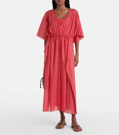 Eres Voilier Cotton Voile Kaftan In Red