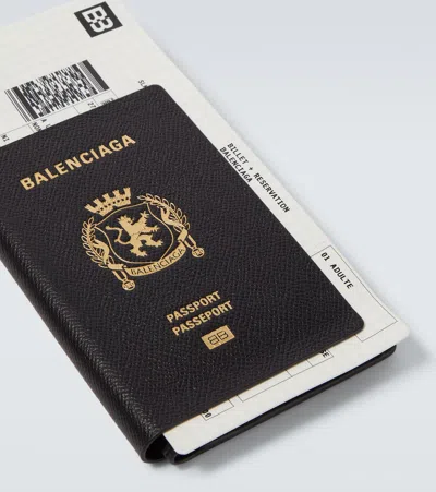 Balenciaga Passport Matte Soft Leather Phone Holder In Black