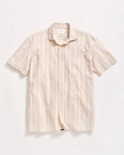 Billy Reid Short Sleeve Barre Stripe Treme Shirt In Natural