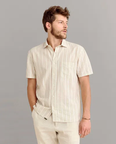 Billy Reid Short Sleeve Barre Stripe Treme Shirt In Natural