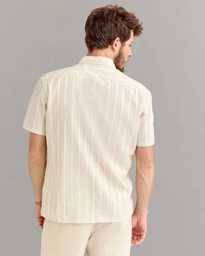 Billy Reid Short Sleeve Barre Stripe Treme Shirt In Natural