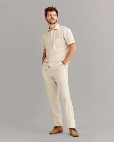 Billy Reid Short Sleeve Barre Stripe Treme Shirt In Natural