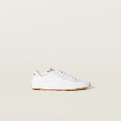 Miu Miu Plume Technical Fabric And Suede Sneakers In White