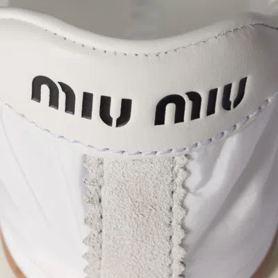 Miu Miu Plume Technical Fabric And Suede Sneakers In White