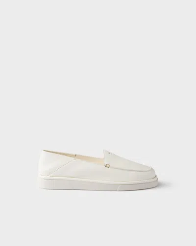 Prada Leather Slip-ons In Elfenbein