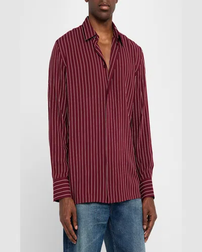 Saint Laurent Bordeaux Clothing Shirts In Red