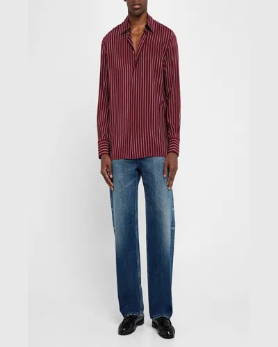 Saint Laurent Bordeaux Clothing Shirts In Red