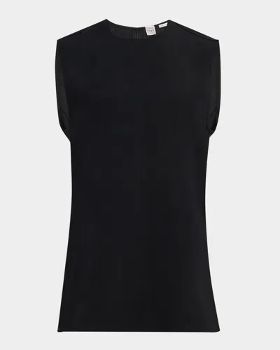 Totême Crew Neck Sleeveless Lightweight Fabric Top In Black