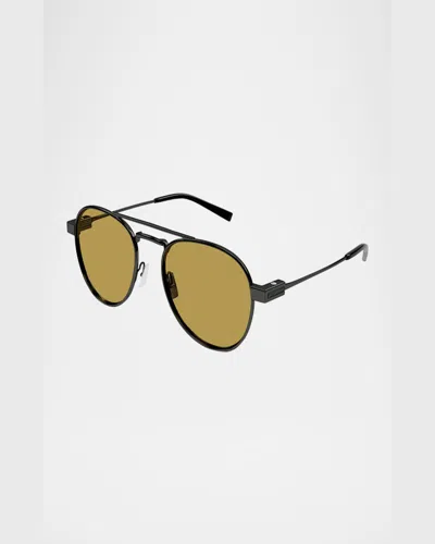 Saint Laurent 54mm Aviator Sunglasses In Shiny Dark Ruthenium