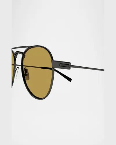 Saint Laurent 54mm Aviator Sunglasses In Shiny Dark Ruthenium