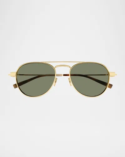 Saint Laurent 54mm Aviator Sunglasses In Shiny Light Gold