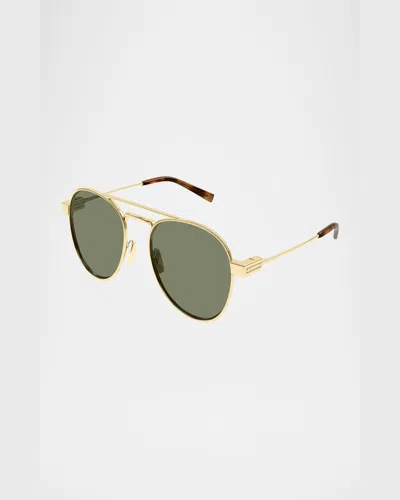 Saint Laurent 54mm Aviator Sunglasses In Shiny Light Gold
