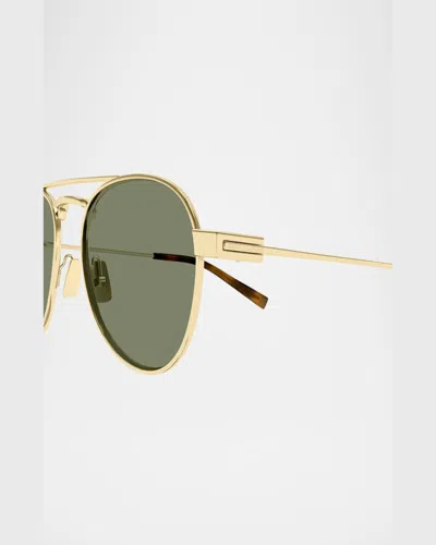 Saint Laurent 54mm Aviator Sunglasses In Shiny Light Gold