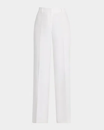 Lafayette 148 Gates Straight-leg Linen Pants In White