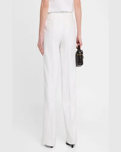 Lafayette 148 Gates Straight-leg Linen Pants In White
