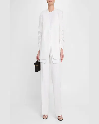 Lafayette 148 Gates Straight-leg Linen Pants In White