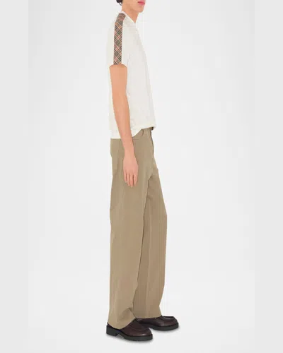 Burberry Checked Cotton-jersey T-shirt In Chalk