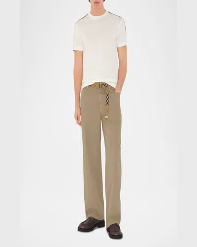 Burberry Checked Cotton-jersey T-shirt In Chalk