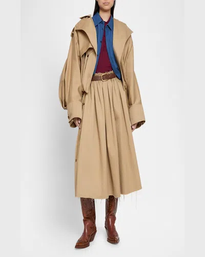 Gabriela Hearst Hunt Drawcord Oversized Trench Jacket In Camel