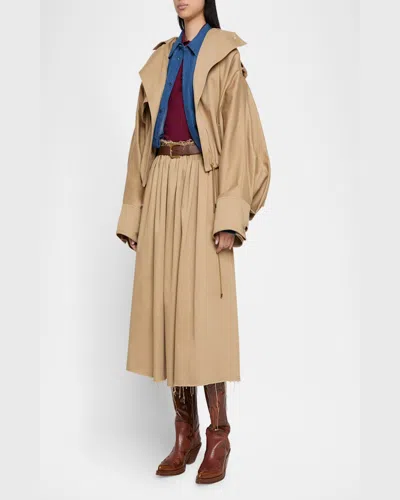 Gabriela Hearst Hunt Drawcord Oversized Trench Jacket In Camel