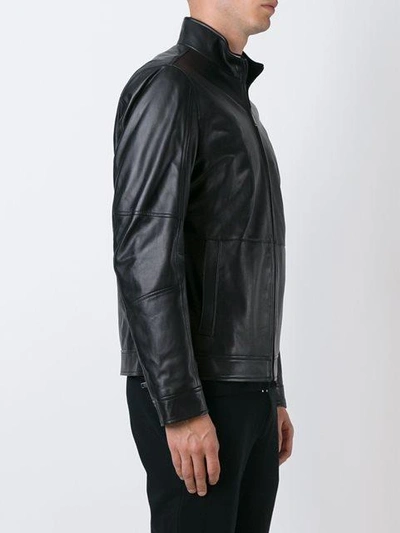 Shop Michael Kors Zipped Leather Jacket In Black