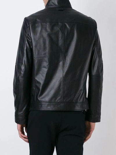 Shop Michael Kors Zipped Leather Jacket In Black