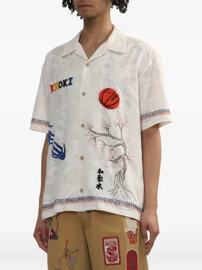 Khoki Camicia Ricamata A Mano In 白色