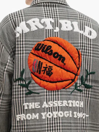 Khoki Check Shirt Jacket In 蓝色